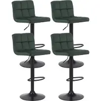 DELUKE 4er Set Barhocker RIVAN - Samt Grün 40x40x85 cm | Barstuhl Mit Lehne Drehbar Tresenhocker Tresenstuhl Kneipenhocker Kneipenstuhl