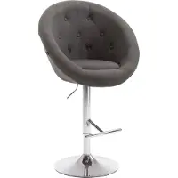 DELUKE Barhocker PENOR - Stoff Dunkelgrau 65x57x107 cm Silber | Barstuhl Höhenverstellbar Mit Lehne Drehbar Tresenhocker Tresenstuhl Kneipenhocker