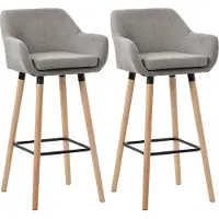 DELUKE 2er Set Barhocker MIRID - Stoff Grau 51x50x101 cm | Barstuhl Mit Lehne Tresenhocker Tresenstuhl Kneipenhocker Kneipenstuhl