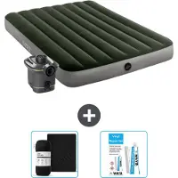 Intex Airbed - Doppelbett - 137 x 191 x 25 cm - Grün - Inklusive Pumpe - Spannbettuch en Reperaturset