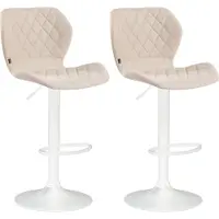 CLP 2er Set Barhocker Cork Stoff drehbar mit Höhenverstellung creme Gestell Farbe weiß