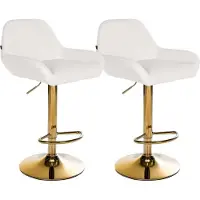 CLP 2er Set Barhocker Braga Kunstleder-Bezug mit Goldgestell, höhenverstellbar | Farbe weiß
