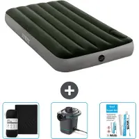 OEM Einzelbett - Größe 99 x 191 x 25 cm - Grün - Baumwoll - Luftbett mit Pumpe und Reparaturset