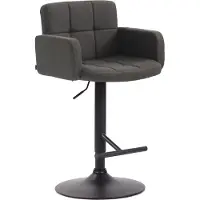 DELUKE Barhocker SUTUN - Stoff Dunkelgrau 60x56x93 cm Schwarz | Barstuhl Höhenverstellbar Mit Lehne Drehbar Tresenhocker Tresenstuhl Kneipenhocker