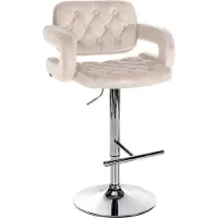 CLP Barhocker Dublin Samt creme Material Gestell Metall in Chromoptik