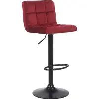 DELUKE Barhocker RIVAN - Samt Rot 40x40x85 cm | Barstuhl Mit Lehne Tresenhocker Tresenstuhl Kneipenhocker Kneipenstuhl