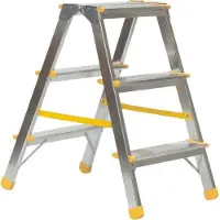 Proregal Metal Double Giraffe Doppelseitige-Aluminium-Stufenstehleiter | 3 Stufen | 63cm hoch | 150kg Tragkraft | Leiter, Trittleiter, Stufenleiter, Haushaltsleiter