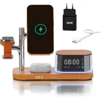 MMOBIEL Kabellose Ladestation 5-in-1 mit Wecker, Bluetooth-Lautsprecher & LED-Nachtlicht