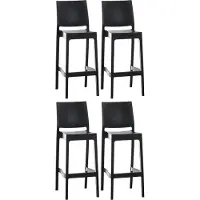 DELUKE Barhocker 2er Set MIAMI - Schwarz, Kunststoff | Barhocker mit Lehne Barstuhl Tresenhocker Tresenstuhl Kneipenhocker Kneipenstuhl