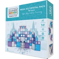 Cleverclixx Mega-Eiskristall-Bausatz 180 Teile, abwechslungsreiche Formen und Farben, Magnetspielzeug, magnetische Bausteine, erweiterbare Sets, ab +3 Jahren