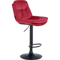 DELUKE Barhocker MITUN - Samt Rot 46x54x94 cm Schwarz | Barstuhl Höhenverstellbar Mit Lehne Drehbar Tresenhocker Tresenstuhl Kneipenhocker Kneipenstuhl