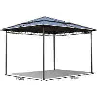 Quick Star Metall Garten Hardtop Pavillon 3x3m Doppelstegplatten Polycarbonat Dach Partyzelt Pergola