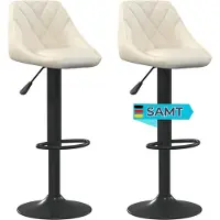 DELUKE Barhocker DUKE höhenverstellbar 2er Set Creme Samt | Barstühle drehbar Küchenhocker Thekenhocker für Küche Hausbar