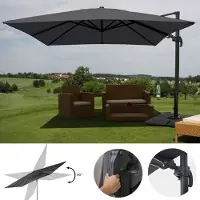 Mendler Gastronomie-Ampelschirm HWC-A96, 3x4m (Ø5m) schwenkbar, Polyester/Alu 26kg anthrazit mit Ständer
