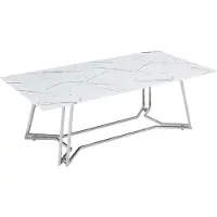 SalesFever Couchtisch "Wohnzimmertisch im eleganten Stil", weiß (weiß, silber, silber, weiß), B:110cm H:40cm T:60cm, Tische, Couchtisch, Eleganter Chic mit marmoriertem Charme