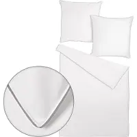 TRAUMSCHLAF Uni Bettwäsche White Collection Pipping Kissenbezug einzeln 70x90 cm light-grey