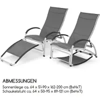 Blumfeldt Beverly Wood Sonnenliege Schaukelstuhl Aluminium schwarz, Farbe:Grau