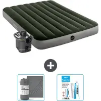 Intex Airbed - Doppelbett - 137 x 191 x 25 cm - Grün - Inklusive Pumpe - Spannbettuch en Reperaturset