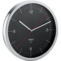 Blomus Crono Funkuhr, Wanduhr, Uhr, mit Zifferblatt, Edelstahl Matt, Klarglas, Schwarz, Ø 30 cm, 65437