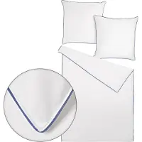 TRAUMSCHLAF Uni Bettwäsche White Collection Pipping Kissenbezug einzeln 70x90 cm dark-blue