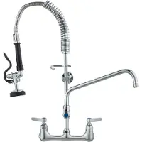 Vevor Kommerzieller Wasserhahn mit Vorspülbrause, 63 cm Höhe, 305 mm Schwenkauslauf, Wandmontage Küchenspülenhahn, Messingkonstruktion mit Ausziehbarer Brause, für 1/2/3-Fach-Spüle