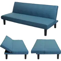 Mendler Schlafsofa MCW-J17, Couch Klappsofa Gästebett Bettsofa, Schlaffunktion Stoff/Textil 165cm türkis-blau