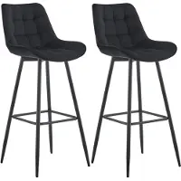 DELUKE Barhocker 2er Set SYDNEY - Schwarz, Samt | Barhocker mit Lehne Barstuhl Tresenhocker Tresenstuhl Kneipenhocker Kneipenstuhl