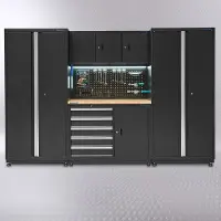 Datona Werkbank 160 cm mit Hängeschrank und 2 breiten Seitenschränken