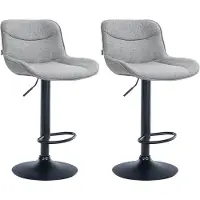 DELUKE Barhocker 2er Set TAMPA - Grau, Stoff, Schwarz | Barhocker mit Lehne Barstuhl Tresenhocker Tresenstuhl Kneipenhocker Kneipenstuhl
