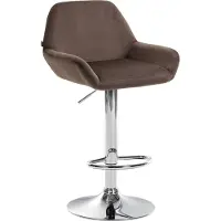 DELUKE Barhocker DUBLIN - Braun, Samt, Chrom | Barhocker mit Lehne Barstuhl Tresenhocker Tresenstuhl Kneipenhocker Kneipenstuhl