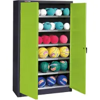 C+P Ballschrank mit Vollblech-Flügeltüren (Typ 3), HxBxT 195x93x40 cm, Clowngrün (RAL 110 80 60), Anthrazit (RAL 7021), Gleichschließung