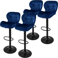 ML-Design | Set mit 4 Barhockern Leah aus Samt Blauw Fluweel 41x110x47 cm | NADUVI