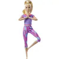 Barbie Made to Move Puppe (blond) im lila Yoga Outfit