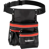 Wiltec Werkzeuggürteltasche 25 x 30 cm bis 15 kg, Werkzeug Gürteltasche 5 Fächer, Werkzeugtasche mit Gürtel verstellbar, robuste Arbeitstasche