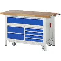 RAU Werkbank mit Fahrgestell 8921, B1500xT700xH880mm, 5x Schublade-TA