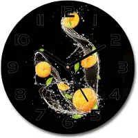 Tulup Wanduhr aus Glas 30fi Glasbild Glasuhr Gehärtetes Glas - schwarze-zeiger - Apricots and water