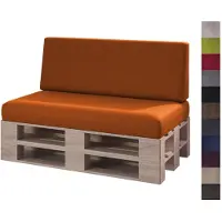 Sunnypillow 2er Palettenkissen Set mit abnehmbarem Bezug Sitzkissen + Rückenkissen | Orange |