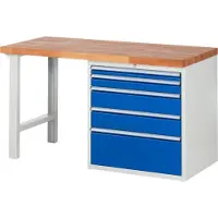 RAU Werkbank mit 5 XL Schubladen - Vollauszug - 60:1 / 90:1 / 150:2 / 270:1 - 840 x 1.500 x 700 mm (HxBxT) - Traglast 1.000 kg - Buche