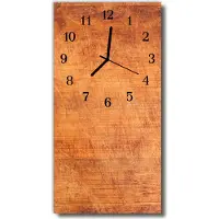 Tulup Glasuhr Wanduhr Küchenuhr Echt-Glas 30x60 Holzbretter Braun