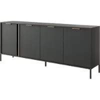 Masseno Kommode LORENZO 203 cm Sideboard und 4 Türen für Wohnzimmer Schlafzimmer Modern 203x40x81 cm Anthrazit / Anthrazit