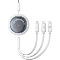 Baseus Free2Draw 3-in-1 Ladekabel, 100W, 1,1m, USB-C auf Lightning/microUSB/USB-C, Weiß