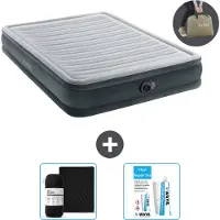 Intex Luftbett - 2 Personen - 152 x 203 x 33 cm - Grau - Inklusive Pumpe - Spannbettuch en Reperaturset