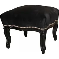 Demotex GmbH Casa Padrino Barock Fußhocker Medium Schwarz / Schwarz - Antik Stil Möbel - Hocker