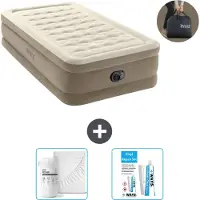 Intex Luftbett - 1 Person - 99 x 191 x 46 cm - Beige - Inklusive Pumpe - Spannbettuch en Reperaturset
