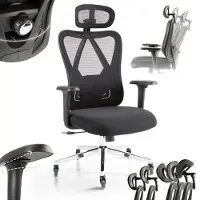 Arebos Bürostuhl ergonomisch | Verstellbare Kopfstütze & Armlehnen, 136 kg