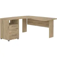 Dmora Schreibtisch Tatienne 159x150,4x75,4h cm Braun 3 Schubladen