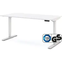 Assmann Elektrisch höhenverstellbarer Schreibtisch Y-Line Weiß, 180x80cm, Memoryfunktion, Kollisionsschutz, 2-fach-Motorik
