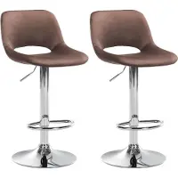 CLP 2er Set Barhocker Camden Samt drehbar und höhenverstellbar braun Material Gestell Metall in Chromoptik