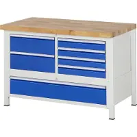 RAU Werkbank höhenverstellbar 8931A2, B1250xT700xH840-1040mm, 7x Schublade-TA
