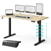 Sense7 NOJO LIGHT Höhenverstellbarer Schreibtisch Elektrisch 140x70 cm Hellbraun Schwarz Gaming Tisch Computertisch Stehtisch Memory Arbeitstisch